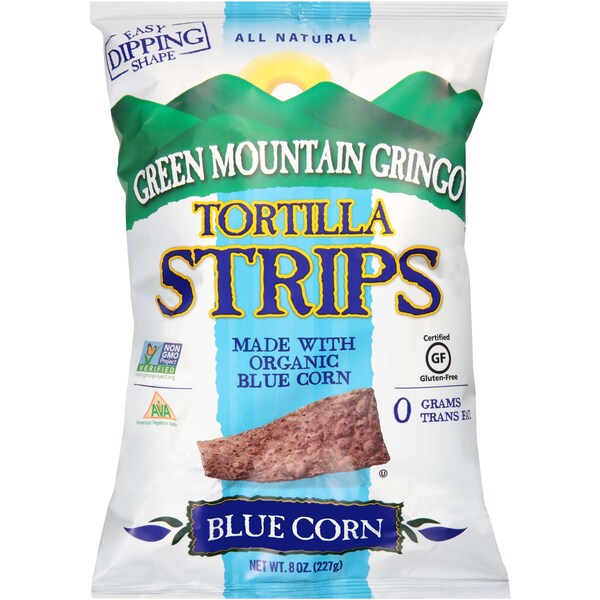 Montaña Verde 8 oz. Green Mountain Gringo Tiras de Tortilla Azul Orgánicas, PK12 - 2.00440
