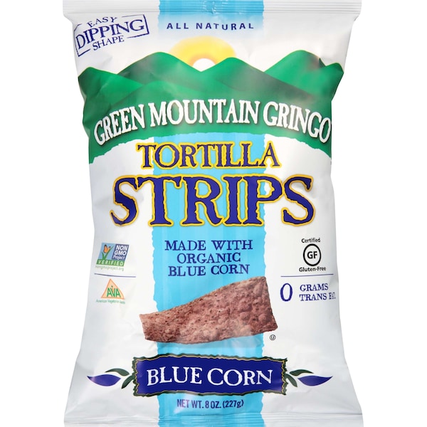 Montaña Verde 8 oz. Green Mountain Gringo Tiras de Tortilla Azul Orgánicas, PK12 - 2.00440