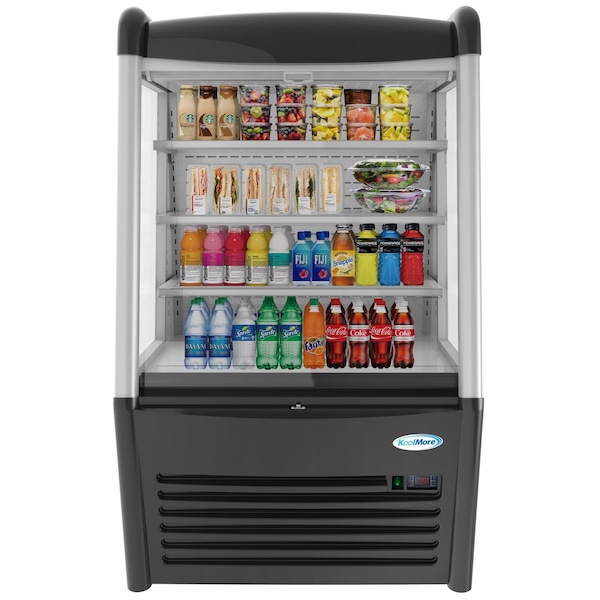 Koolmore 36" Open Air Merchandiser Grab and Go Refrigerator with LED Lighting and Night Curtain - CDAU-13C