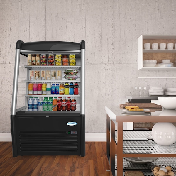 Koolmore 36" Open Air Merchandiser Grab and Go Refrigerator with LED Lighting and Night Curtain - CDAU-13C