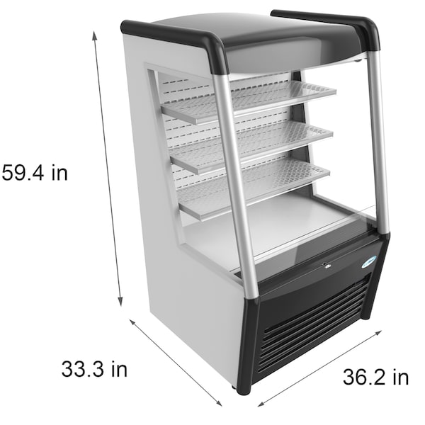 Koolmore 36" Open Air Merchandiser Grab and Go Refrigerator with LED Lighting and Night Curtain - CDAU-13C