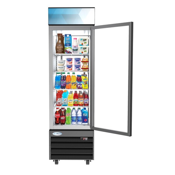 Koolmore 23" Commercial Glass 1 Door Display Refrigerator Merchandiser-Upright Beverage Cooler w/LED Lighting - MDR-1GD-13C
