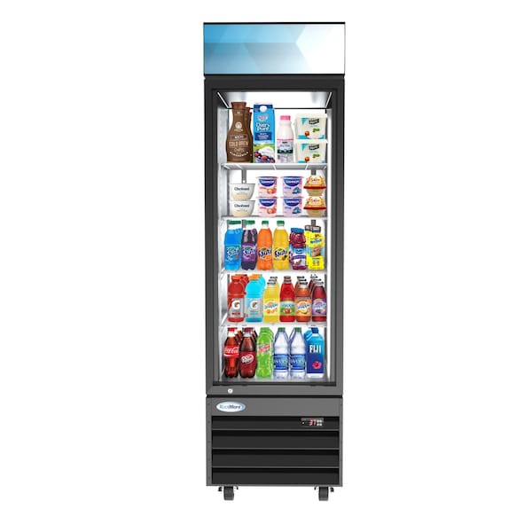 Koolmore 23" Commercial Glass 1 Door Display Refrigerator Merchandiser-Upright Beverage Cooler w/LED Lighting - MDR-1GD-13C