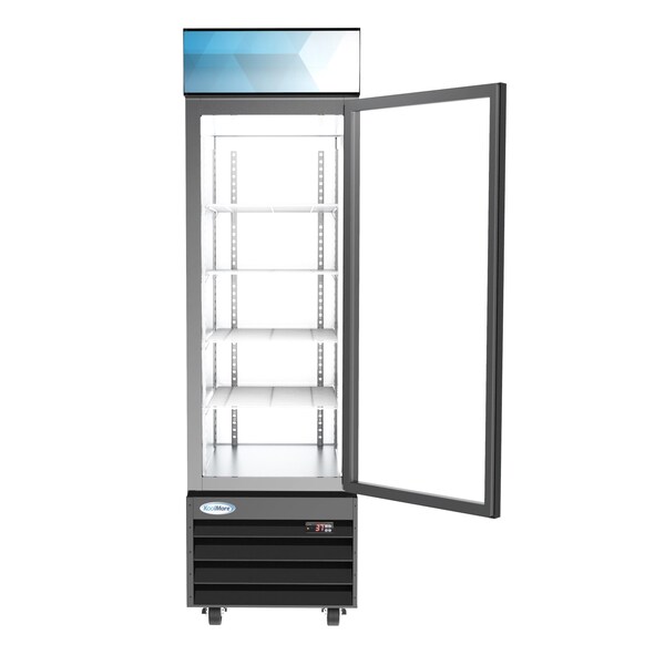 Koolmore 23" Commercial Glass 1 Door Display Refrigerator Merchandiser-Upright Beverage Cooler w/LED Lighting - MDR-1GD-13C