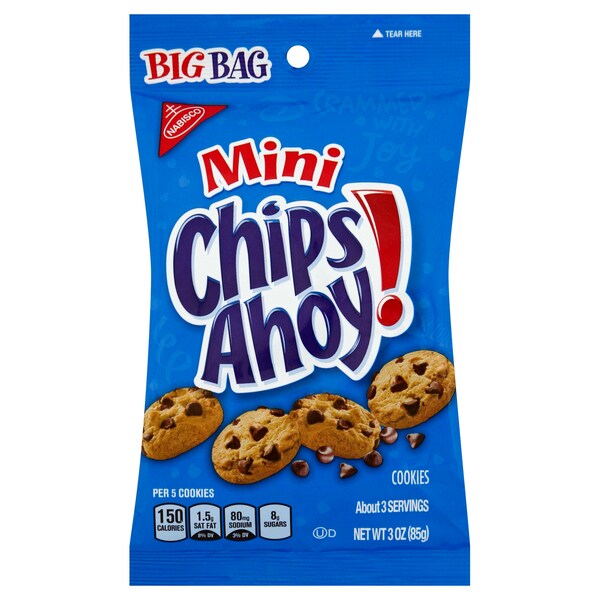 ¡Galletas Chips Ahoy! Chips Ahoy\R\N - Bolsa grande de 3 oz. de un solo servicio, paquete de 36 - 00043