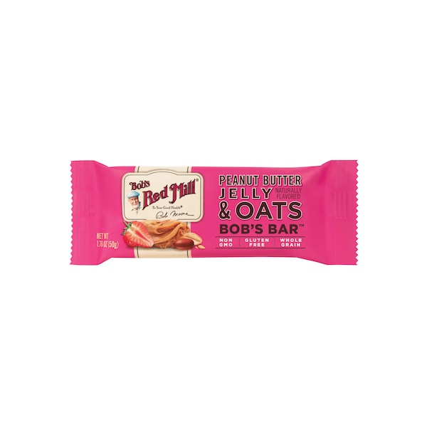 Barra de Mantequilla de Cacahuate, Mermelada y Avena de Bob's Red Mill, 1.76 oz. Barra, Paquete con 144 unidades - 7033R1212
