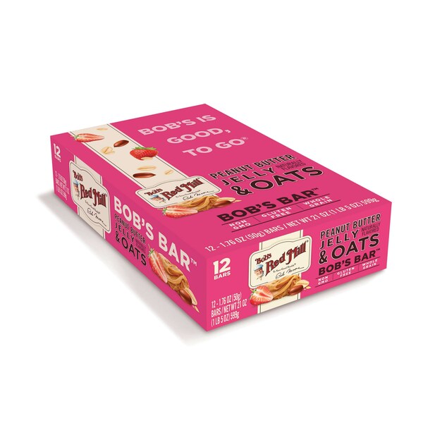 Barra de Mantequilla de Cacahuate, Mermelada y Avena de Bob's Red Mill, 1.76 oz. Barra, Paquete con 144 unidades - 7033R1212