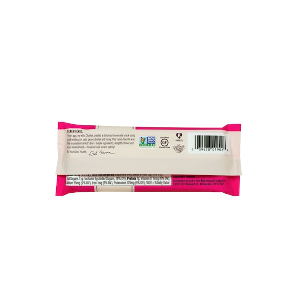 Barra de Mantequilla de Cacahuate, Mermelada y Avena de Bob's Red Mill, 1.76 oz. Barra, Paquete con 144 unidades - 7033R1212