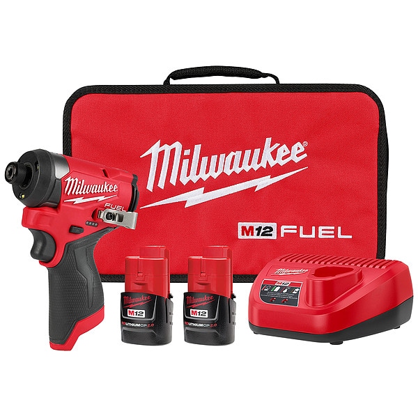 Milwaukee Tool Impact Driver Kit, 1/4 in Hex - 3453-22, 0960-20
