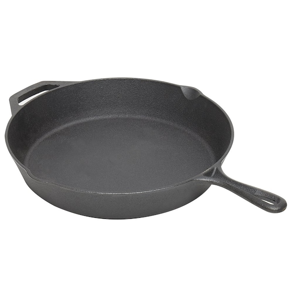 Hds Trading 12inch PreSeasoned Cast Iron Skillet with Pour Spouts - ZOR95878