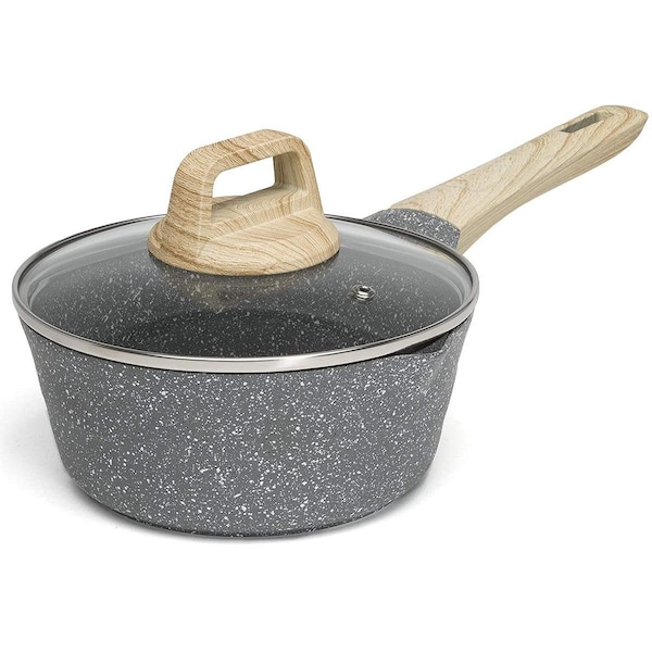 Epoca International 1.6 qt. Aluminum Non-Stick Sauce Pan with Glass Lid, Gray, 6PK - 111418