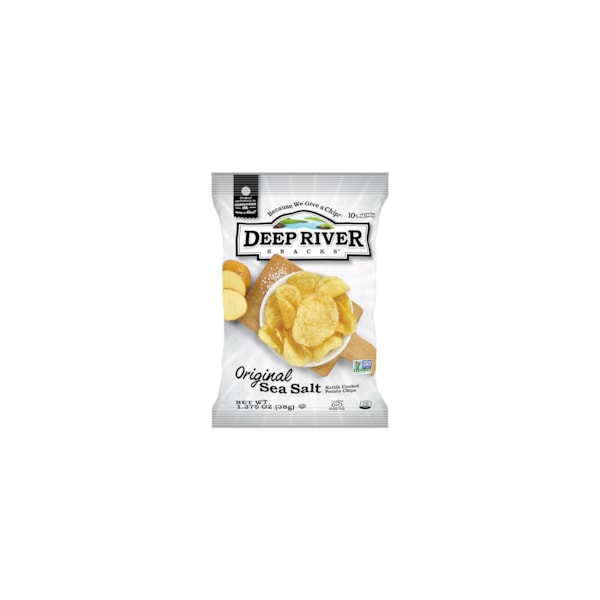 Botana de papas fritas al hervir Deep River Snacks Original Sea Salt 1.375 oz., Paquete de 48 - 10017