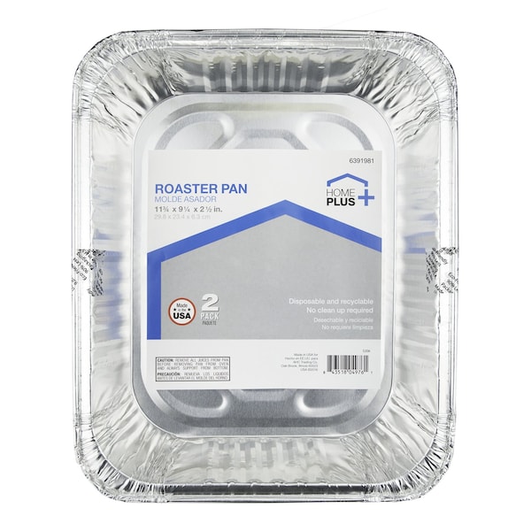 Home Plus Durable Foil 9-1/4 in. W X 11-3/4 in. L Roaster Pan Silver , 2PK - D42020