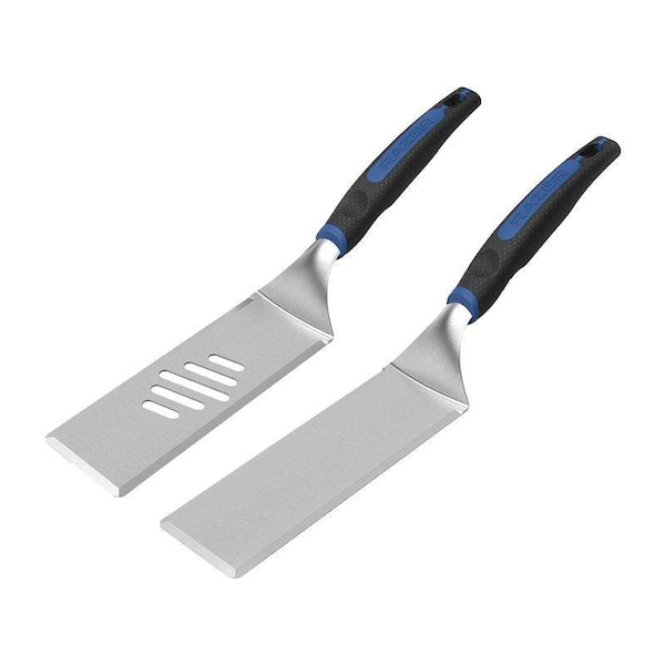 Mr Bar-B-Q Products Mr. BAR-B-Q Griddle Spatula Set, Stainless Steel Blade, Stainless Steel, Plastic Handle, 16.41 in OAL - 08836RZ
