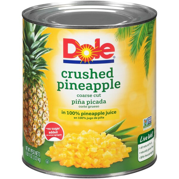 Pina triturada Dole Fancy en jugo 106 oz., paquete de 6 - 00765