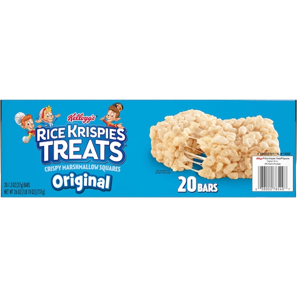 Kellogg's Cuadrados Originales de Arroz Krispies, 26 oz., Paquete de 80 - 3800026547