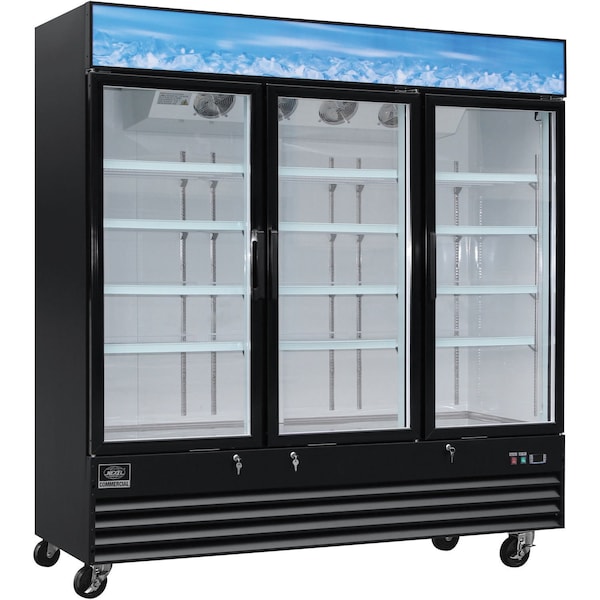 Nexel 3 Door Merchandiser Refrigerator, 53 Cu. Ft., 78-3/8W x 30D x 80-3/4'H - SG1.9L3-HC