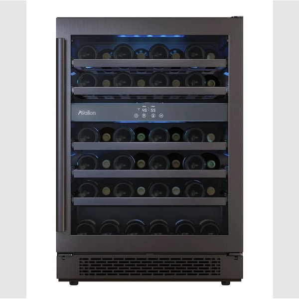 Avallon 24 Inch Wide 45 Bottle Capacity Dual Zone Wine Cooler with Right Swing Door - AWC241DBLSS