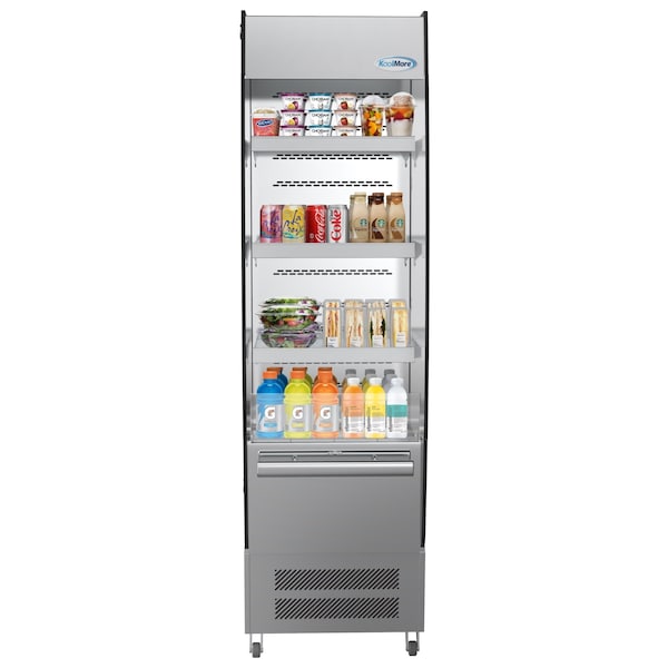 Koolmore Open Air Merchandiser Cooler Grab and Go Refrigerator with LED Lighting and Night Curtain - CDAU-7C-SS