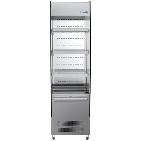 Koolmore Open Air Merchandiser Cooler Grab and Go Refrigerator with LED Lighting and Night Curtain - CDAU-7C-SS