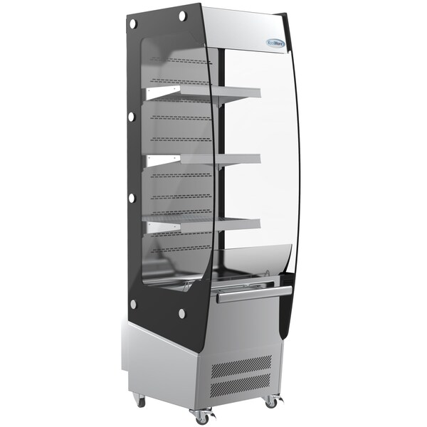 Koolmore Open Air Merchandiser Cooler Grab and Go Refrigerator with LED Lighting and Night Curtain - CDAU-7C-SS
