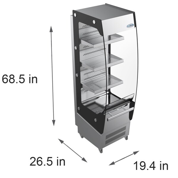 Koolmore Open Air Merchandiser Cooler Grab and Go Refrigerator with LED Lighting and Night Curtain - CDAU-7C-SS