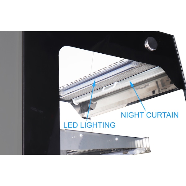 Koolmore Open Air Merchandiser Cooler Grab and Go Refrigerator with LED Lighting and Night Curtain - CDAU-7C-SS