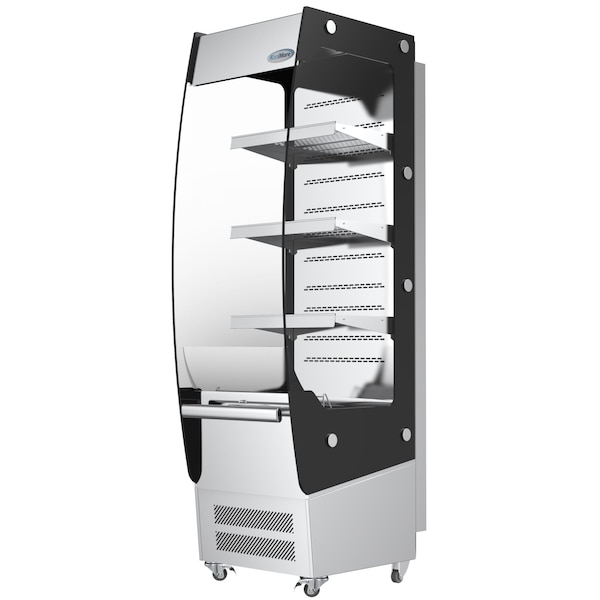 Koolmore Open Air Merchandiser Cooler Grab and Go Refrigerator with LED Lighting and Night Curtain - CDAU-7C-SS
