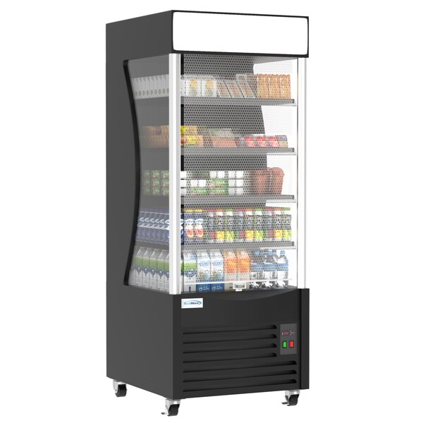 Koolmore Open-Air Refrigerator and Grab and Go Merchandiser, Display for Cafe and Commercial Food Storage - CDA-18C-BK