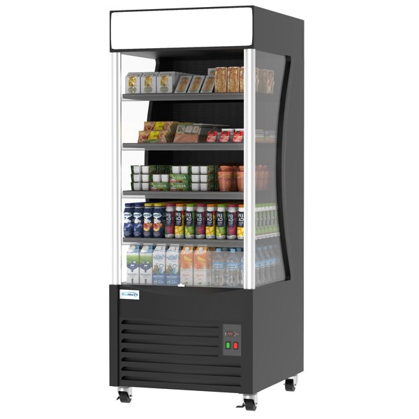 Koolmore Open-Air Refrigerator and Grab and Go Merchandiser, Display for Cafe and Commercial Food Storage - CDA-18C-BK