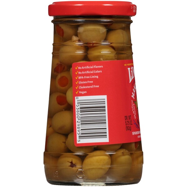 Aceitunas rellenas de manzanilla y pimiento Lindsay Lindsay español, frasco de 5.75 oz, paquete de 12 - A003712