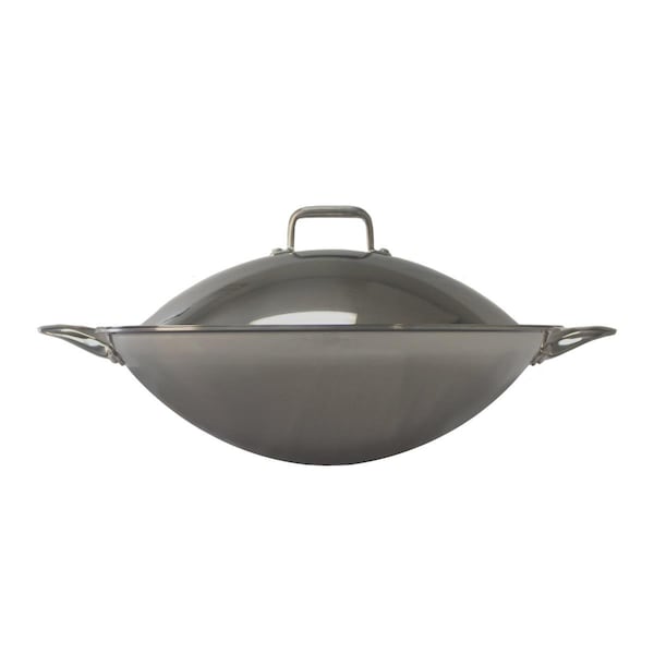 Top Chef 16.5 in. dia. Stainless Steel Wok Frying Pan with Lid & 2 Ears - TO3203415