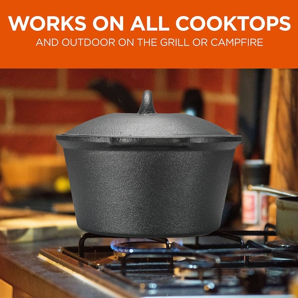Commercial Chef 2 Quart Cast Iron Saucepan, Dutch Oven Cast Iron Saucepan - CHCI20