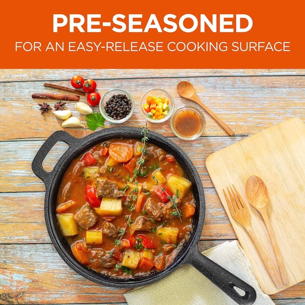 Commercial Chef 2 Quart Cast Iron Saucepan, Dutch Oven Cast Iron Saucepan - CHCI20