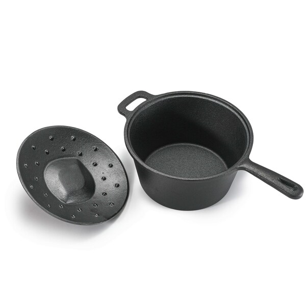 Commercial Chef 2 Quart Cast Iron Saucepan, Dutch Oven Cast Iron Saucepan - CHCI20