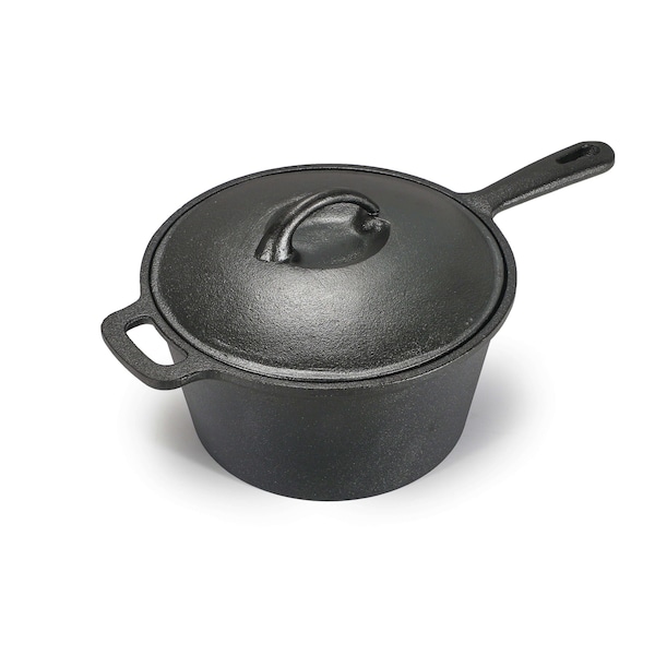 Commercial Chef 2 Quart Cast Iron Saucepan, Dutch Oven Cast Iron Saucepan - CHCI20
