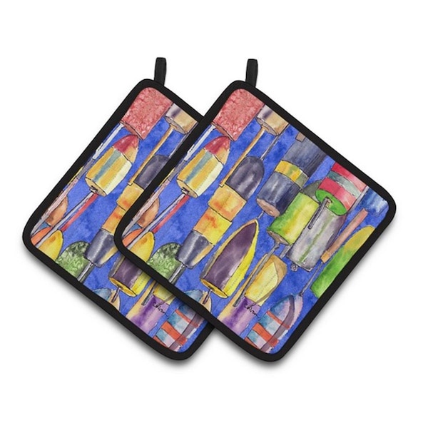 Carolines Treasures Lobster Bouys Pair of Pot Holders, 7.5 x 3 x 7.5 in. - 8723-3PTHD