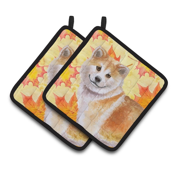 Carolines Treasures Shiba Inu Fall Pair of Pot Holders - BB9939PTHD