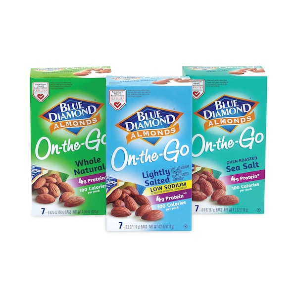 Paquete de variedad de almendras Blue Diamond, sabores surtidos, bolsa de 06 oz, PK42, 42PK - 220-00796