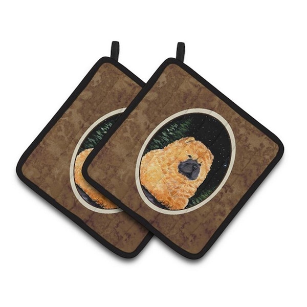 Carolines Treasures Starry Night Chow Chow Pair of Pot Holders, 7.5 x 3 x 7.5 in. - SS8489PTHD