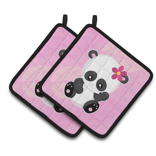Carolines Treasures Hey Yall Panda Pair of Pot Holders - BB6799PTHD