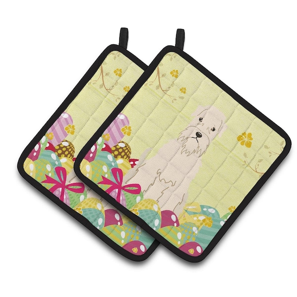 Carolines Treasures Easter Eggs Soft Coated Wheaten Terrier Pair of Pot Holders - BB6061PTHD