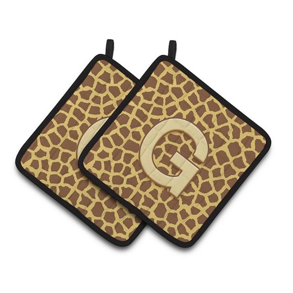 Carolines Treasures Monogram Initial G Giraffe Pair of Pot Holders, 7.5 x 3 x 7.5 in. - CJ1025-GPTHD