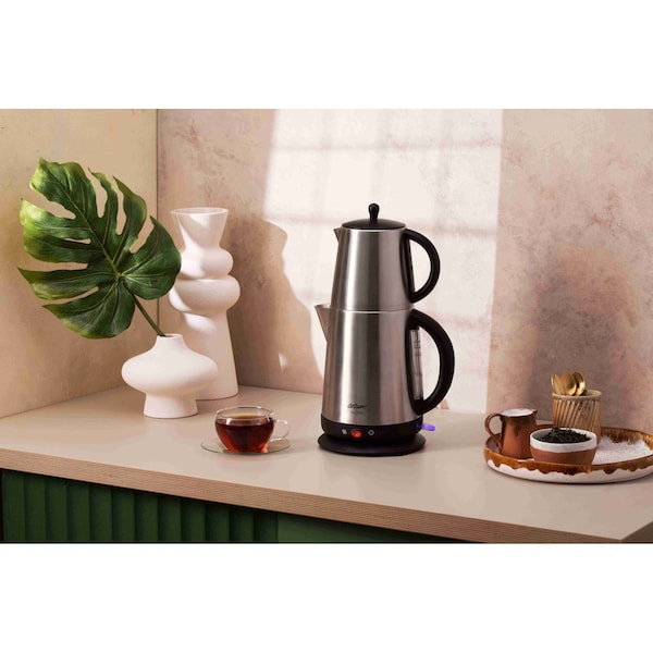 Arzum Tea Tock Turkish Tea Maker, 120V, Stainless Steel - AR3072-UL