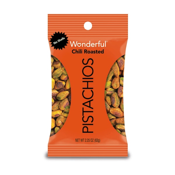 Pistaches Maravillosos sin cáscara, Pistaches Tostados al Chile 2.25 oz., Paquete de 24 - CR0146A25M