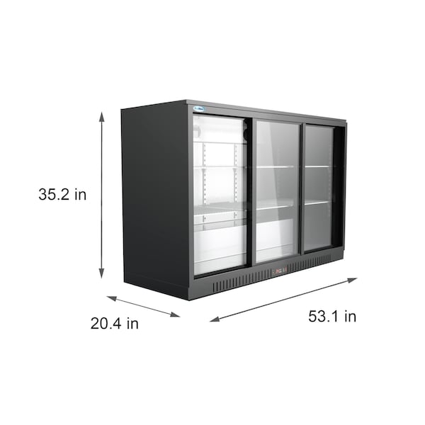 Koolmore Three Door Back Bar Cooler Counter Height Beverage Refrigerator, Mini Drink Fridge - BC-3DSL-BK