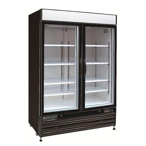 Maxx Cold Refrigerator 48 cu.ft., DBL Slide Dr, Comm. Merchandiser, Black/Glass - MXM2-48RSB