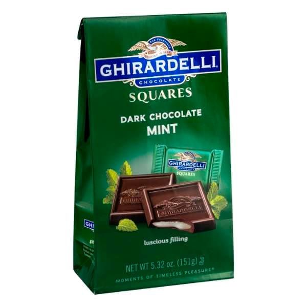 Ghirardelli - Cuadrado de chocolate negro y menta en bolsa de 5.32 oz, paquete de 6 - 61867