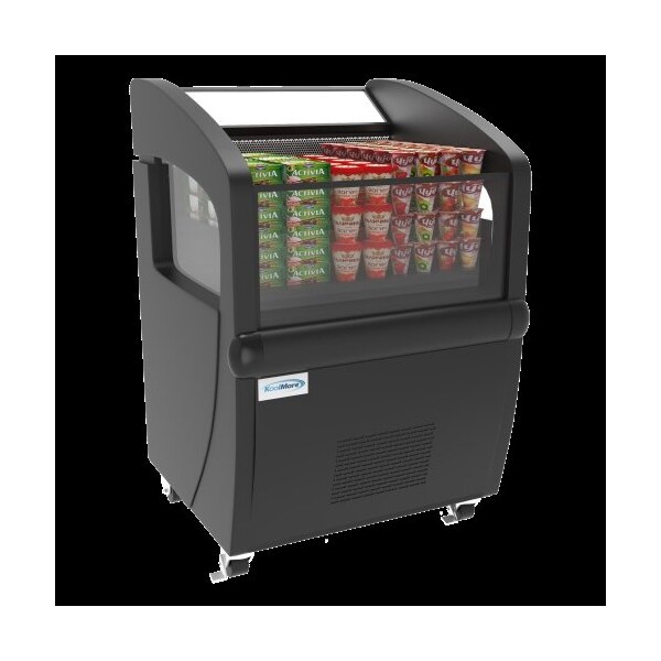 Koolmore Grab and Go Refrigerator and Open-Air Merchandiser Display w/LED Lights, Double-Layered Glass - ACM-4C-BK