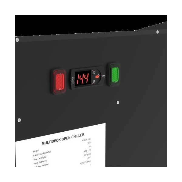 Koolmore Grab and Go Refrigerator and Open-Air Merchandiser Display w/LED Lights, Double-Layered Glass - ACM-4C-BK